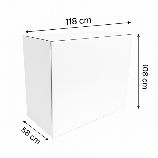 Infotheke in weiss mit Ablage mittig Maße 118x 108x 58 cm