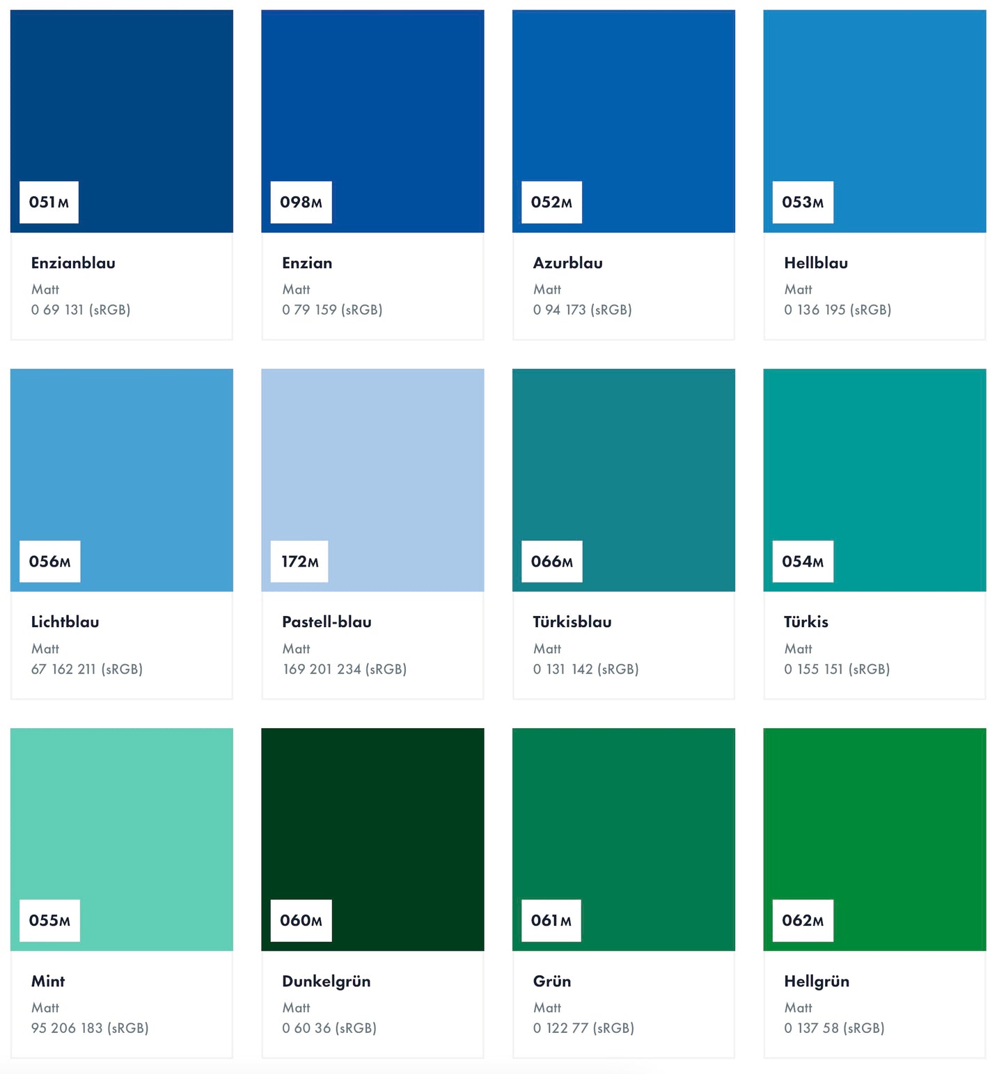 Farbkarten 631 zur Gestaltung der Wände