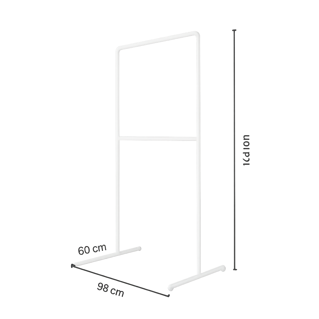 Kleiderständer freistehend mit platzsparender Hängefläche in Weiß über zwei Ebenen