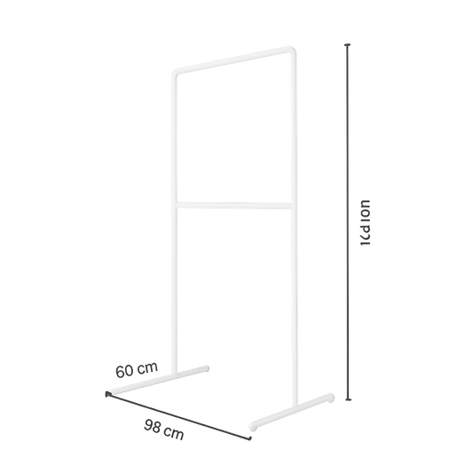 Kleiderständer freistehend mit platzsparender Hängefläche in Weiß über zwei Ebenen