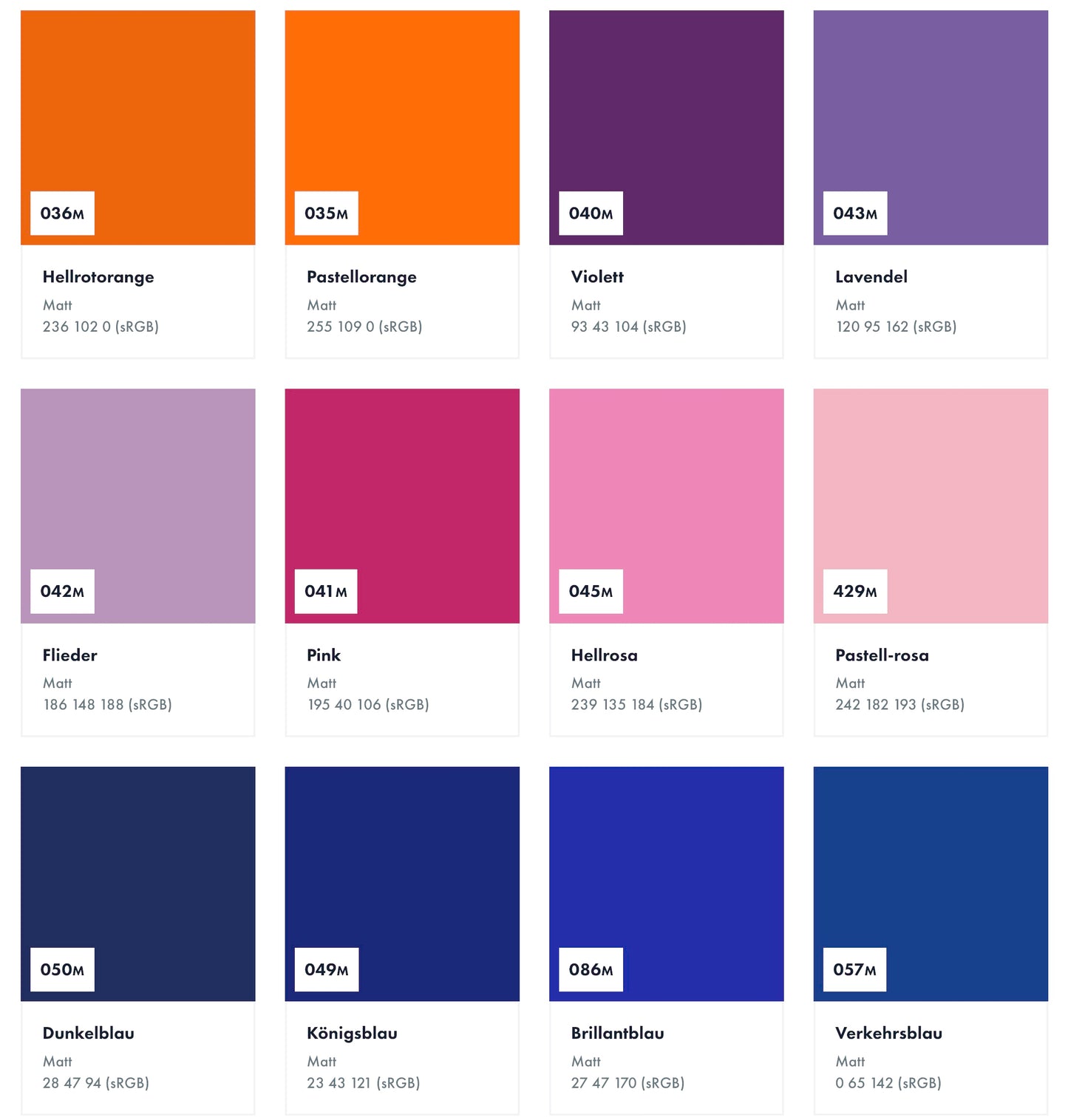 Farbkarten 631 zur Gestaltung der Wände