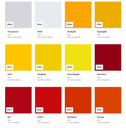 Farbkarten 631 zur Gestaltung der Wände